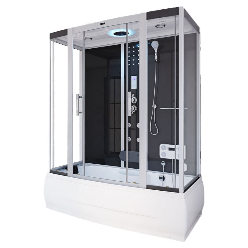 Home Deluxe - Douche à vapeur avec fonction balnéo et éclairage led diamond big - 190 x 100 cm noir