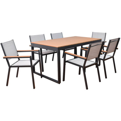 HOME DELUXE - Dinette da giardino con aspetto legno SIERA SEDIA - 6 sedie