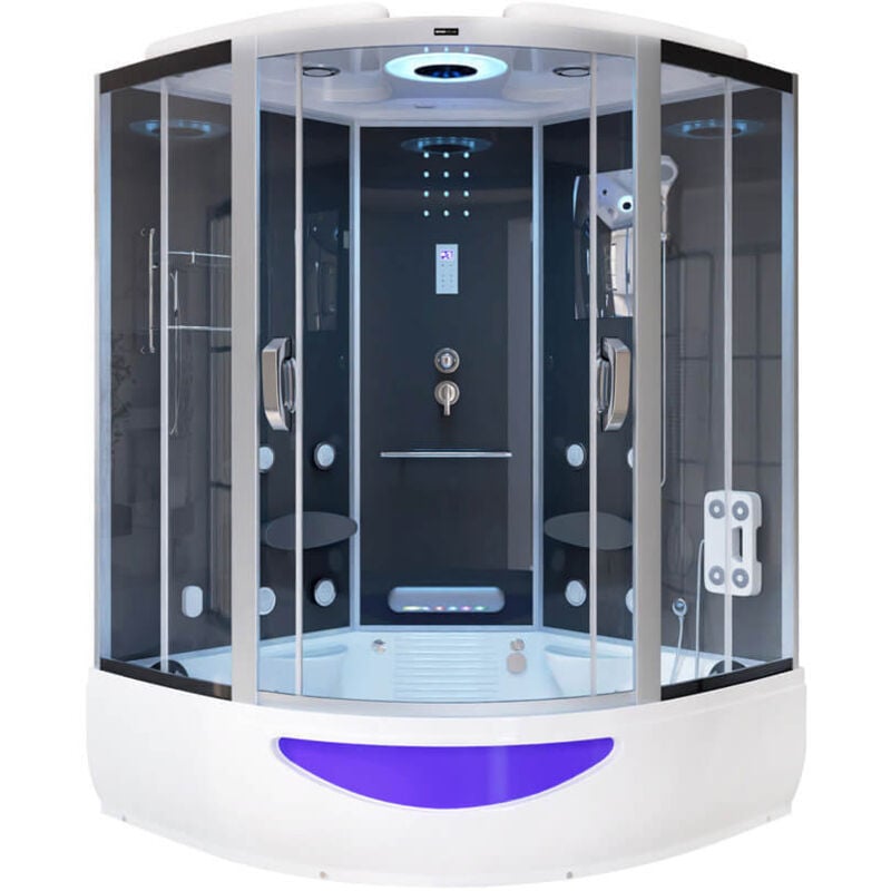 Home Deluxe - Douche à vapeur avec fonction bain à remous et sauna à vapeur exclusive - 150 x 150 cm Noir