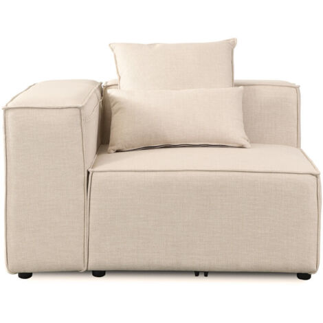 HOME DELUXE - Ecksofa Links VERONA - Beige, ca. 120 x 70 x 120 cm, Sitzhöhe: 46 cm, Sitztiefe: 80 cm I Modulares Sofa Modulsofa Ecksofa Wohnlandschaft  Sofa Couch Modularsofa Eckmodul