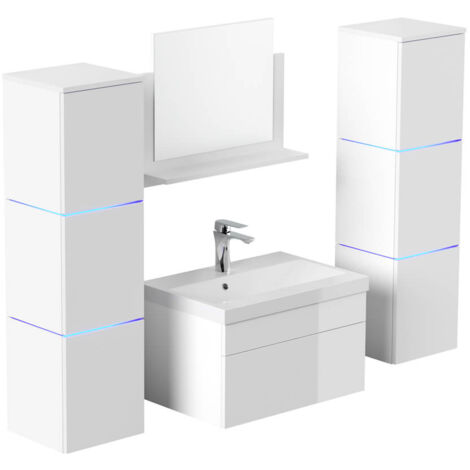 HOME DELUXE - Ensemble complet de meubles de salle de bains WANGEROOGE Made in Germany Couleur : Blanc, Taille : XL