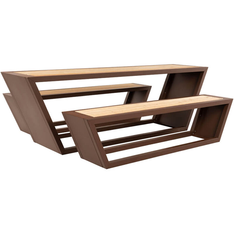 Ensemble de sièges en acier et mélèze de Sibérie kobon - Made in Germany - Home Deluxe