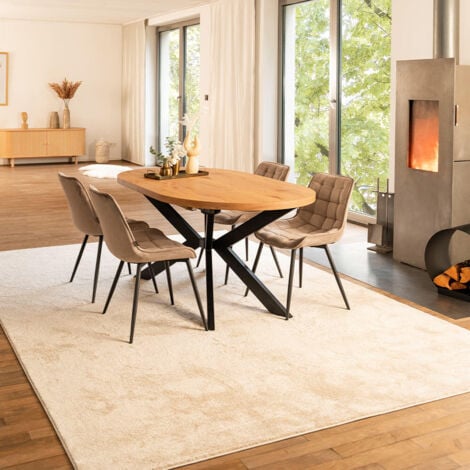 HOME DELUXE - Esstisch Oval Ausziehbar AVENTI inkl. Sternfuß - 160-200 x 100 cm  Farbe: Light Oak  Tisch Esszimmertische Runder Esstisch