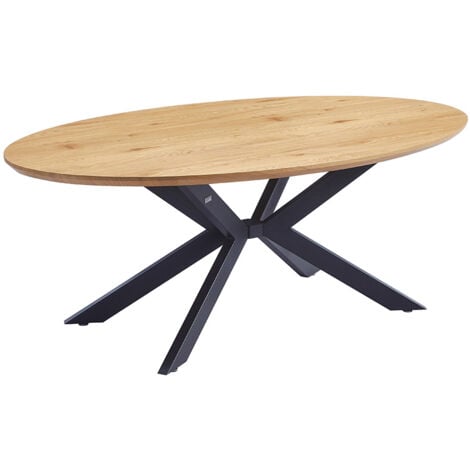 HOME DELUXE - Esstisch Oval AVENTIS inkl. Sternfuß - 200 x 120 cm  Farbe: Light Oak  Tisch Esszimmertische Runder Esstisch