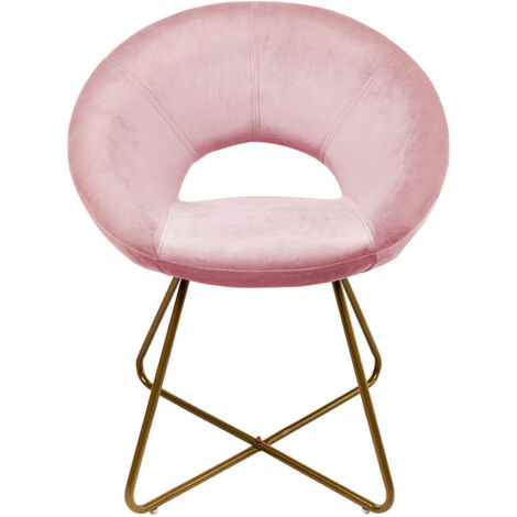 HOME DELUXE - Esszimmerstühle Samt SELESA - Farbe: Rosa, Gold Bezug: Samtstoff, Gestell: pulverbeschichtetes Metall, max. 120 kg I Rundsessel, Küchenstuhl, Wohnzimmerstuhl, Polsterstuhl, Stuhl  Samtst