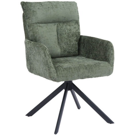HOME DELUXE Esszimmerstuhl mit Armlehne ALUNA Chenille - 1er Set Grün  Drehbarer Esszimmerstuhl, Esszimmerstuhl mit Drehfunktion, 360-Grad drehbarer Esszimmerstuhl,