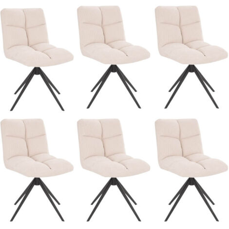 HOME DELUXE - Esszimmerstuhl NODA - 6er Set, Farbe: Samt Creme - 360 Grad drehbar, weiche Polsterung, bis 120 kg belastbar I Küchenstuhl Speisestühle Esszimmerstühle  Stuhl Esszimmerstuhl Esszimmerstü