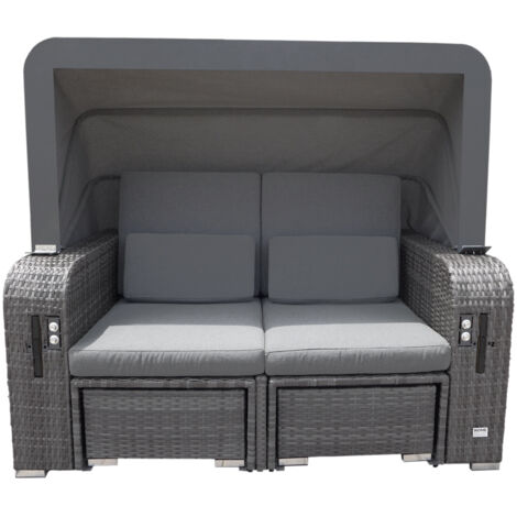 HOME DELUXE - Fauteuil-cabine de plage avec fonction chaise longue HOLBY  Équipement : Avec housse de pluie