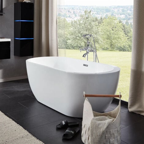 HOME DELUXE - Freistehende Badewanne CODO - 170 x 80 cm Weiß  Farbe: Weiß  Badewanne Acrylwanne Wannen Duschen