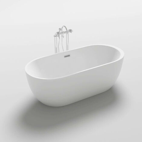HOME DELUXE - freistehende Badewanne - CODO, Weiß - Maße: ca. 170 x 80 x 58 cm - Füllmenge: 204 Liter, inkl. Überlaufschutz, Siphon und Verschluss I Spa, für 2 Personen