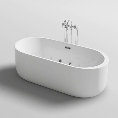 HOME DELUXE - freistehende Design Badewanne - BOLA PLUS - inkl. Whirlpoolfunktion - Maße: 170 x 80 x 58 cm I Indoor Badewanne, Spa, 2 Personen