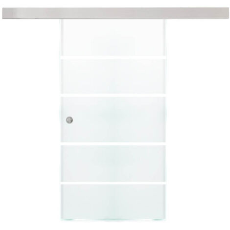HOME DELUXE - Glasschiebetür SIRENA - Milchglas mit Streifen - 205 x 90 cm, inkl. Gleitschiene und Zubehör I Glastür Wohnungstür Innentür Glasschiebetür Schiebetür Glastür Tür