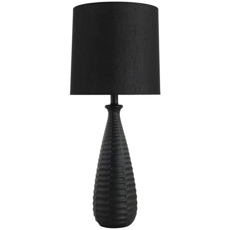 Grande lampe de table avec abat-jour en tissu melva - Noir - Home Deluxe