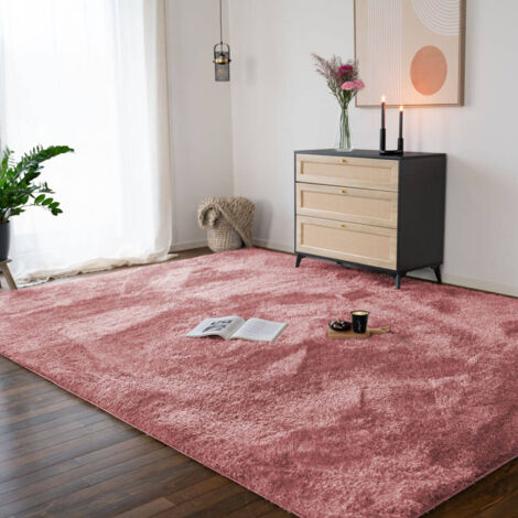 HOME DELUXE - Hochflor Teppich SOFI  Farbe: Altrosa, Größe: 110 x 60 cm  Teppich Hochflorteppich Flor Wohnzimmer