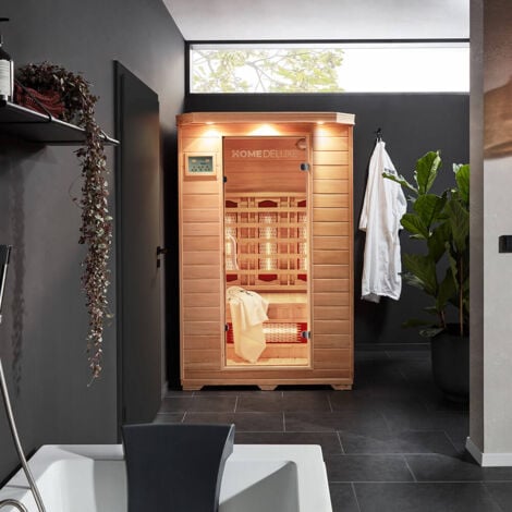 HOME DELUXE - Infrarotkabine mit Vollspektrumstrahler REDSUN M - 120 x 105 cm für 2 Personen  Infrarotkabine Wärmekabine Infrarotsauna Sauna