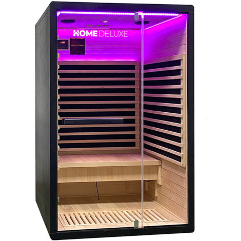HOME DELUXE – Infrarotkabine – NERO - M – 120 x 105 x 190 cm - für 2 Personen, 4 Karbon - Flächenstrahler – Holz: Hemlocktanne I Infrarotsauna, Sauna, Wärmekabine, Infrarot  Infrarotkabine Wärmekabine