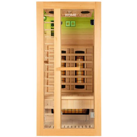 HOME DELUXE – Infrarotkabine REDSUN S Deluxe – 90 x 90 x 190 cm - für 1 Person, 4 Vollspektrumstrahler, Holz: Hemlocktanne I Infrarotsauna, Sauna, Wärmekabine, Infrarot Infrarotkabine Wärmekabine Inf