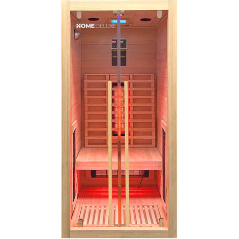 HOME DELUXE – Infrarotkabine SONORA S – 90 x 90 x 190 cm - für 2 Personen, 4 Vollspektrumstrahler, Holz: Hemlocktanne I Infrarotsauna, Sauna, Wärmekabine, Infrarot  Infrarotkabine Wärmekabine Infrarot