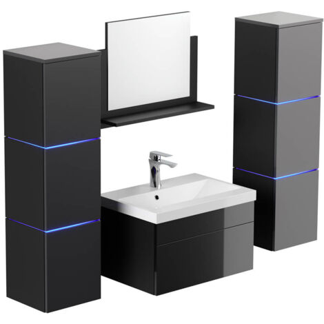 Home Deluxe - Juego completo de muebles de baño WANGEROOGE Made in Germany  Color: Negro, Talla: XL