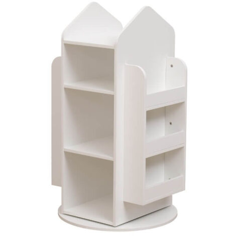 HOME DELUXE - Kinderregal JUNA - ca. 60 x 60 x 105,3 cm, Farbe: Weiß, 360° drehbar I Spielzeugregal Kinderbücherregal Kinderzimmerregal  Spielzeugregal Kinderbücherregal Kinderzimmerregal Kindermöbel