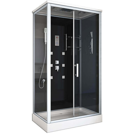 HOME DELUXE - Komplettdusche WAVE XL - Schwarz, Maße: 120 x 80 - inkl. Radio, Regendusche und komplettem Zubehör I Fertigdusche, Dusche, Duschtempel Dusche Duschkabine Duschtempel Duschabtrennung