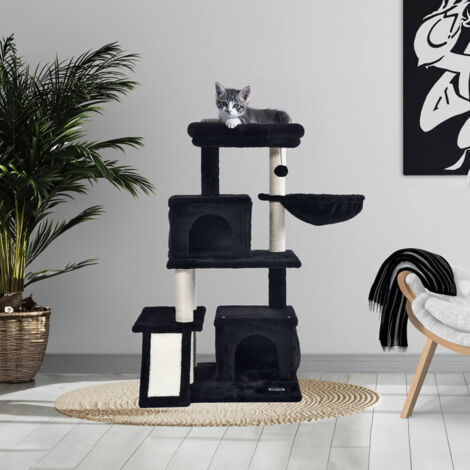 HOME DELUXE - Kratzbaum RUBY - Farbe: Schwarz, Maße: 100 x 49 x 49 cm, Material: Polyester, Sisal, Gestell: MDF I Katzenbaum Kratzpfosten