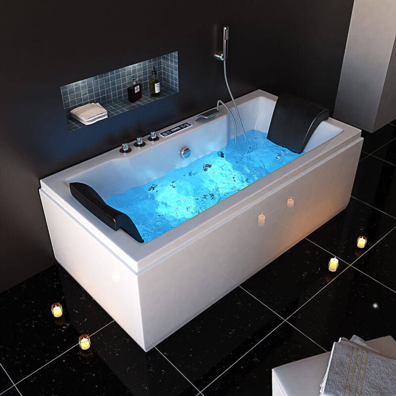 Home Deluxe - Baignoire balnéo avec luminothérapie laguna pure m - 180 x 90 cm