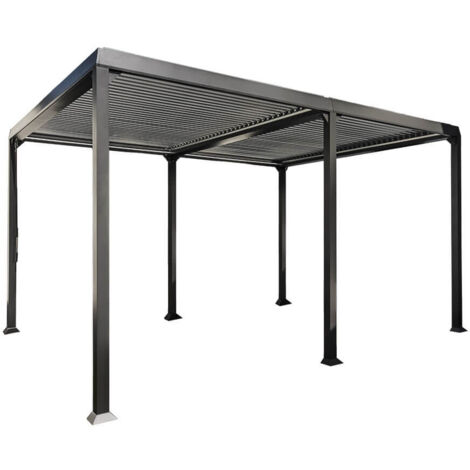HOME DELUXE - Lamellenpavillon - CANNES, Maße: 400 x 303 x 223 cm, inkl. Handkurbel, Gestell: Aluminium I Terrassenüberdachung Pergola Sonnenschutz Lamellendach Pavillon Pergola Aluminium