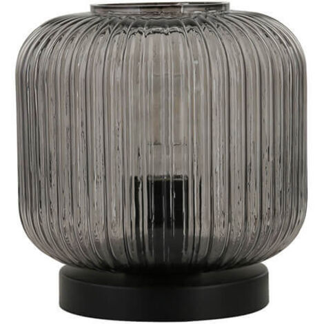 HOME DELUXE Lampe de table en verre LILY - Gris fumé