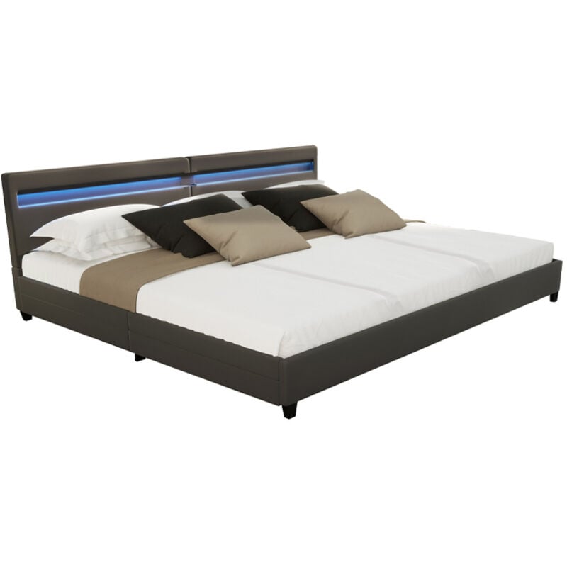 Lit familial avec tiroirs nube Couleur : gris foncé, Finition : sans matelas - Home Deluxe