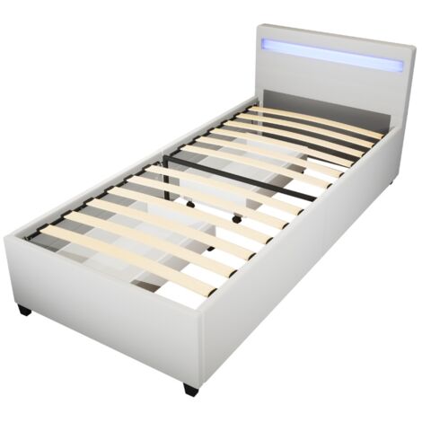 HOME DELUXE - Lit LED avec tiroirs NUBE  Couleur : blanc, Dimension : 90 x 200 cm