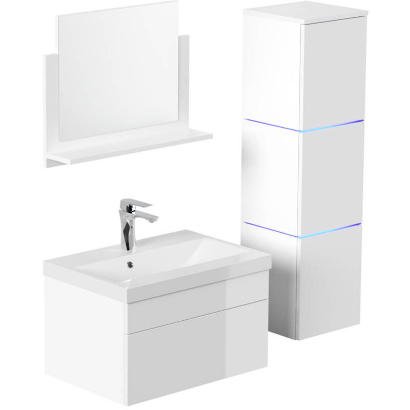 Ensemble complet de meubles de salle de bains wangerooge Made in Germany Couleur : Blanc, Taille : l - Home Deluxe