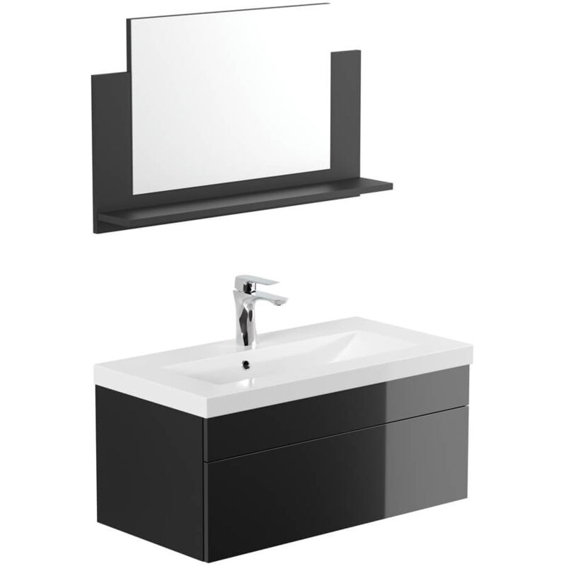 Ensemble complet de meubles de salle de bains wangerooge big Made in Germany Couleur : noir, Taille : m - Home Deluxe