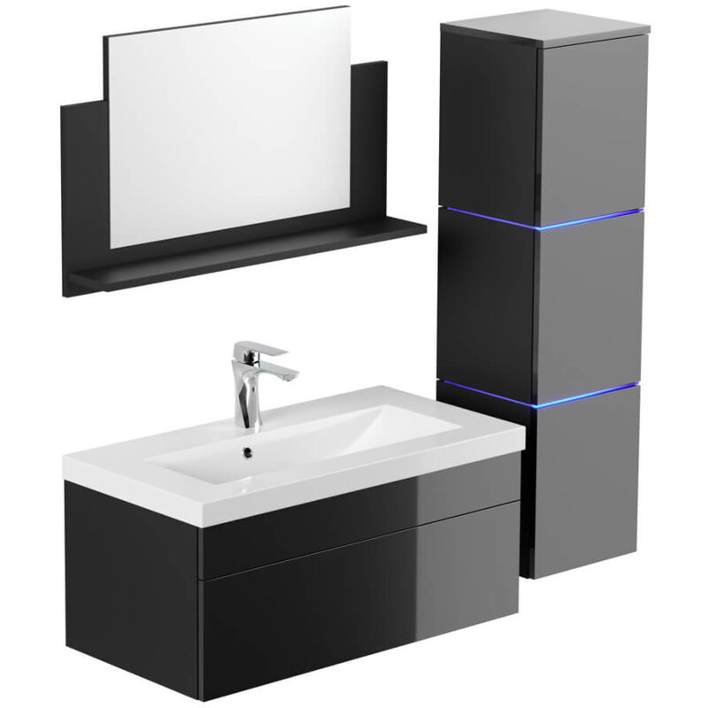 Ensemble complet de meubles de salle de bains wangerooge big Made in Germany Couleur : noir, Taille : l - Home Deluxe