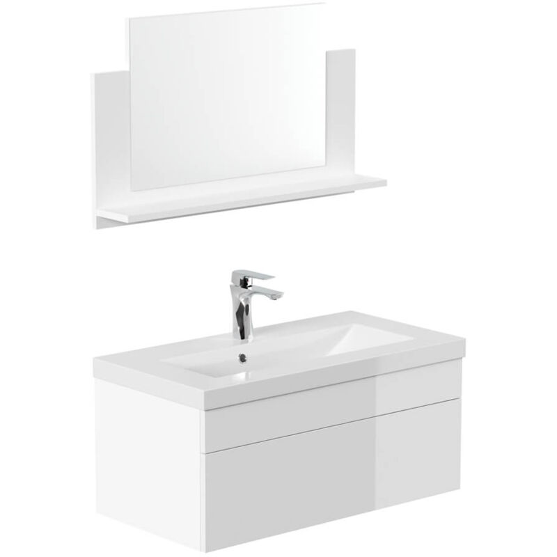 Ensemble complet de meubles de salle de bains wangerooge big Made in Germany Couleur : Blanc, Taille : m - Home Deluxe
