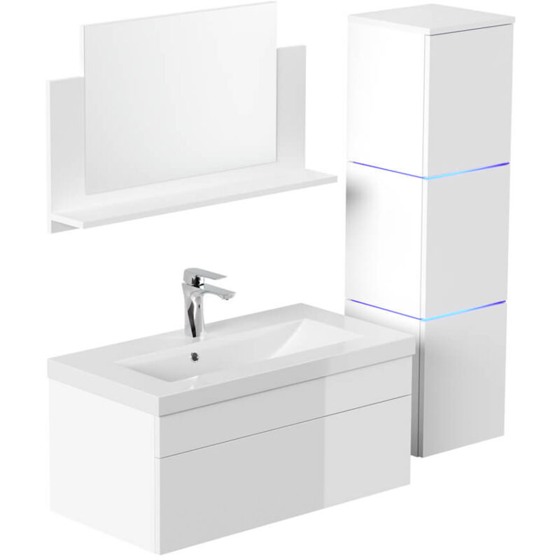 HOME DELUXE - Ensemble complet de meubles de salle de bains WANGEROOGE BIG Made in Germany Couleur : Blanc, Taille : L