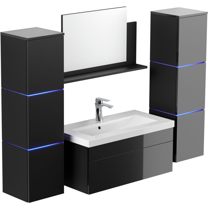 Ensemble complet de meubles de salle de bains wangerooge big Made in Germany Couleur : noir, Taille : xl - Home Deluxe