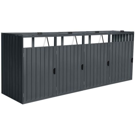 HOME DELUXE - Mülltonnenbox dreitürig CUBO - 4x 240L  Menge 4  Mülltonnenbox Mülltonnenerweiterung Mülltonnenaufbewahrung Aufbewahrungsbox