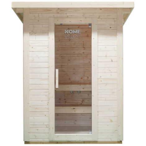 HOME DELUXE - Outdoor Saunahaus TALO M - für 3 Personen, Holz: Fichtenholz - inkl. Saunaofen und Saunazubehör I Gartensauna, Außensauna, Sauna Gartensauna Außensauna Saunakabine Saunahaus