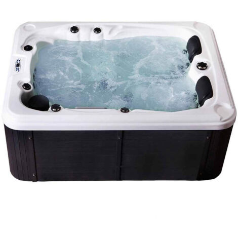 HOME DELUXE - Outdoor Whirlpool - Beach Pure - Maße: 210 x 155 x 83 cm - Inkl. Heizung, 51 Massagedüsen und 24 Lichtquellen I Außen Whirlpool für 3 Personen  Whirlpool Outdoor Saunaofen Holz