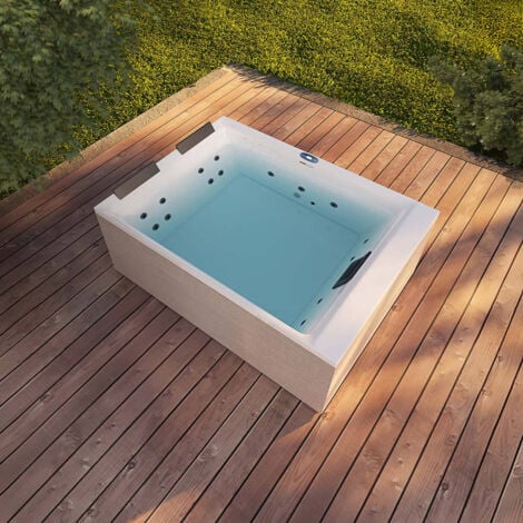 HOME DELUXE Outdoor Whirlpool NIMBUS PURE – ohne Treppe und Thermoabdeckung  Maße: 190 x 140 x 70 cm- Inkl. Heizung, 18 Massagedüsen I Außen Whirlpool für 2 Personen