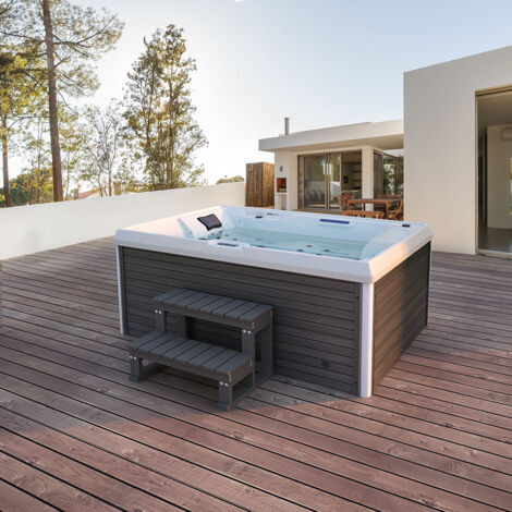 Home Deluxe Outdoor Whirlpool 'STREAM PLUS' Inklusive Heizung und Massagedüsen, für 3 Personen I Garten Whirlpool, Außen Whirlpool, Aufblasbarer Whirlpool, Hot Tub, Spa Variante: STREAM PLUS