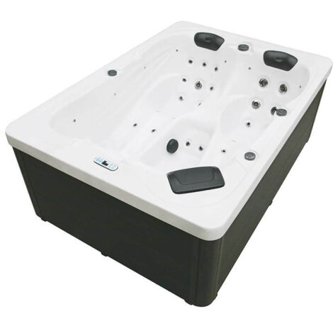 HOME DELUXE - Outdoor Whirlpool - SUNSET PURE - Maße: 220 x 156 x 82 cm - Inkl. 32 Massagedüsen und 13 Lichtquellen I Außen Whirlpool Spa  Whirlpool Outdoor Aussenwhirlpool Hot-Tub