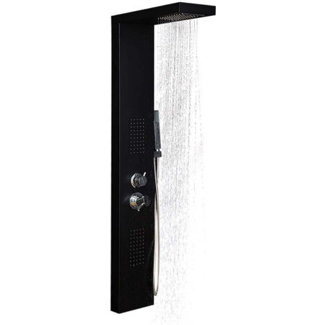 Home Deluxe - Panel de ducha con rociador CASCATA - Negro