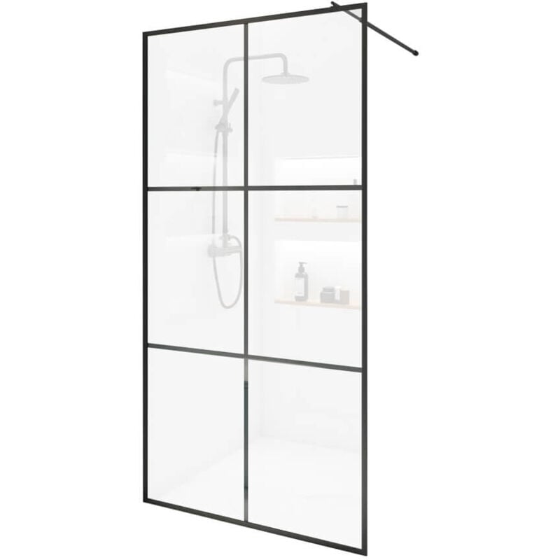 Paroi de douche verre esg baki noir 6 grilles Taille : 80 x 200 cm - Home Deluxe