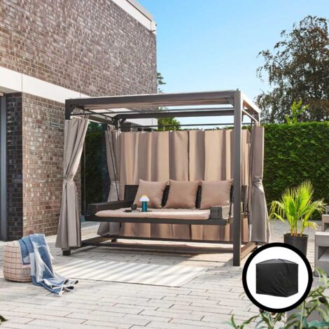 HOME DELUXE - Pavillon Gartenliege mit Abdeckung PROVENCE Ausstattung Mit Regenabdeckung Gartenliege Hängeschaukel Relaxliege Polyrattan