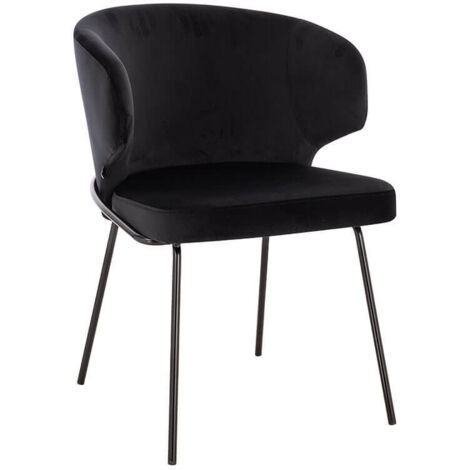 HOME DELUXE - Polsterstuhl AMARA- 1 Stück, Farbe: Samt Schwarz - weiche Polsterung, bis 120 kg belastbar I Küchenstuhl Speisestühle Esszimmerstühle  Stuhl Polsterstuhl Esszimmerstuhl Esszimmerstühle
