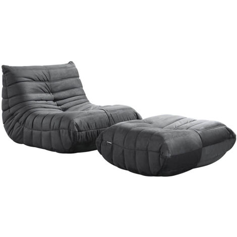 HOME DELUXE - Poltrona relax con sgabello CHILL Colore antracite