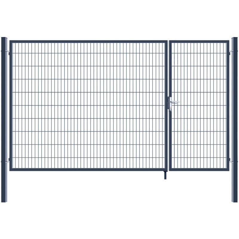 Portail de jardin à double battant aditus Couleur : Anthracite, Dimension : 200 x 350 cm - Home Deluxe