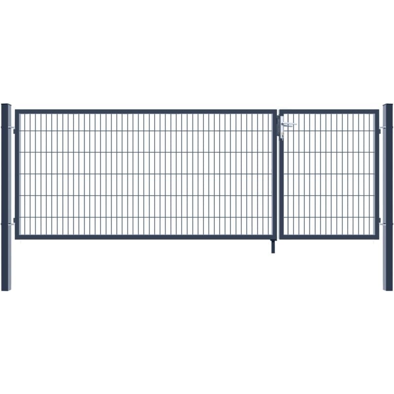 Portail de jardin à double battant aditus Couleur : Anthracite, Dimension : 120 x 350 cm - Home Deluxe